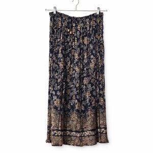 Liz Baker Navy Khaki Floral Flare Skirt Plus Size 1X